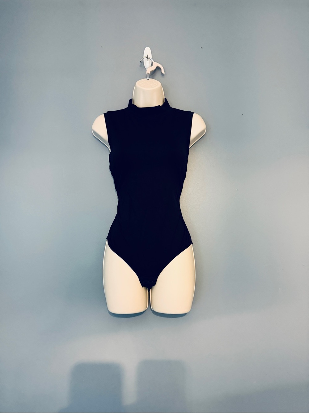 Sleeveless Mock Neck Black Bodysuit